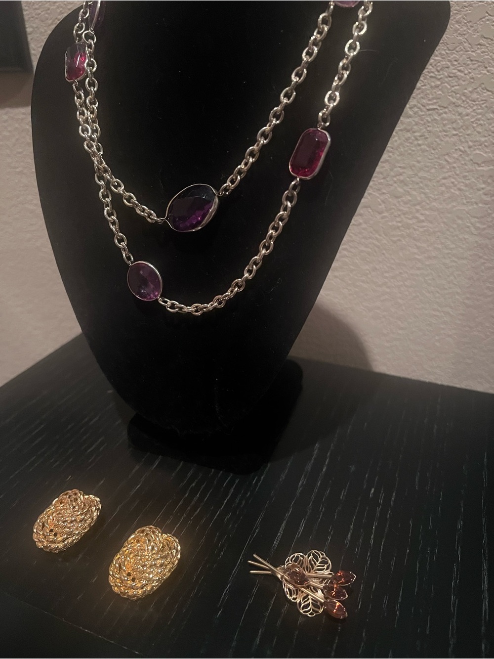 Chain gem necklace set